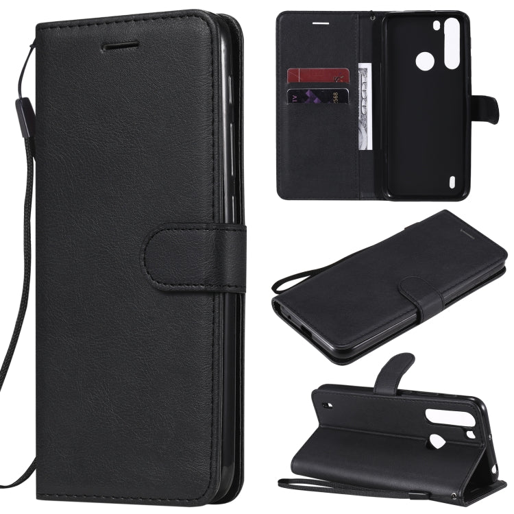 For Motorola Moto One Fuson Solid Color Horizontal Flip Protective Leather Case with Holder & Card Slots & Wallet & Photo Frame & Lanyard