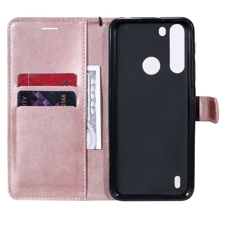 For Motorola Moto One Fuson Solid Color Horizontal Flip Protective Leather Case with Holder & Card Slots & Wallet & Photo Frame & Lanyard