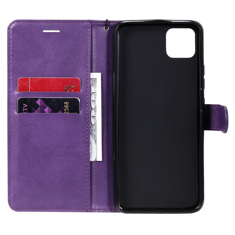 For OPPO Realme C11 Solid Color Horizontal Flip Protective Leather Case with Holder & Card Slots & Wallet & Photo Frame & Lanyard