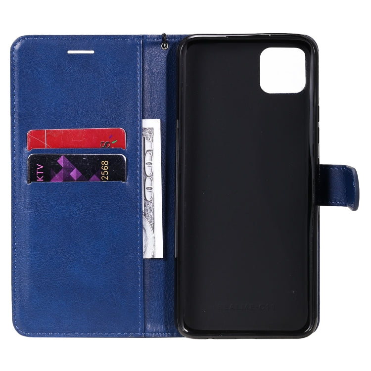 For OPPO Realme C11 Solid Color Horizontal Flip Protective Leather Case with Holder & Card Slots & Wallet & Photo Frame & Lanyard