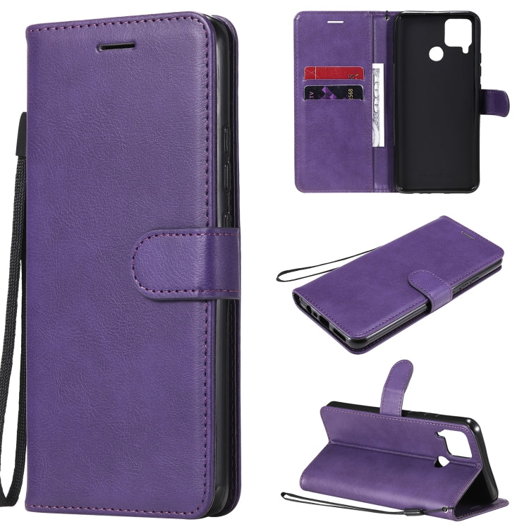 For OPPO Realme C15 Solid Color Horizontal Flip Protective Leather Case with Holder & Card Slots & Wallet & Photo Frame & Lanyard