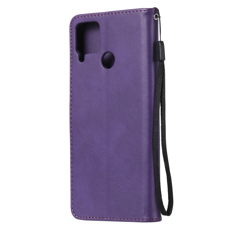 For OPPO Realme C15 Solid Color Horizontal Flip Protective Leather Case with Holder & Card Slots & Wallet & Photo Frame & Lanyard