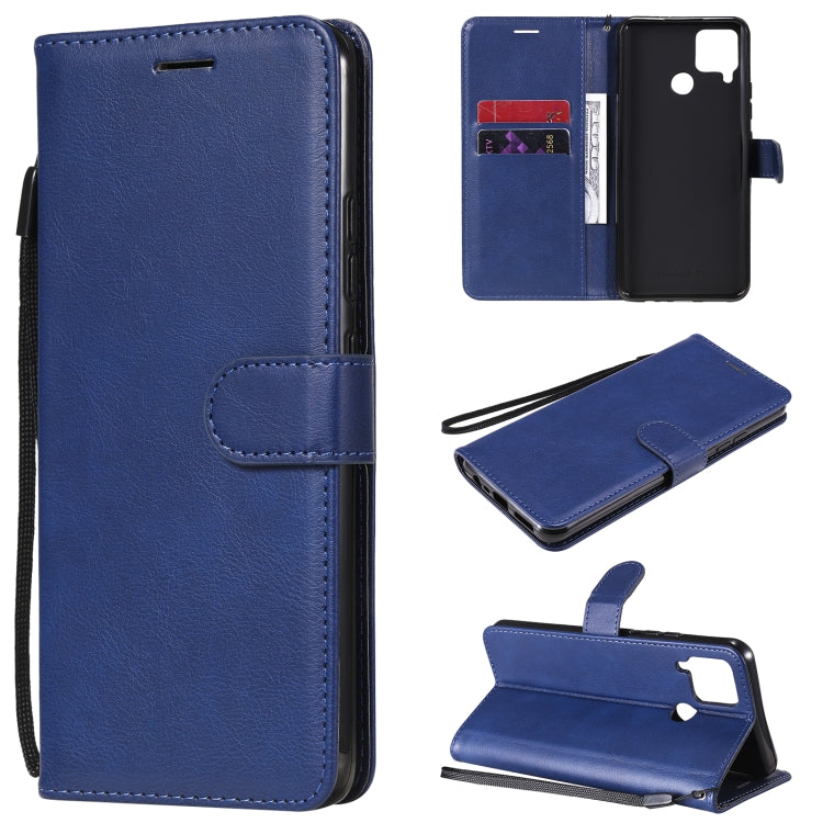 For OPPO Realme C15 Solid Color Horizontal Flip Protective Leather Case with Holder & Card Slots & Wallet & Photo Frame & Lanyard