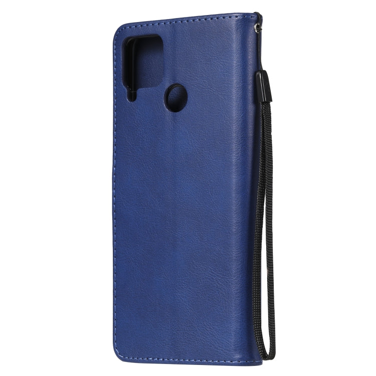 For OPPO Realme C15 Solid Color Horizontal Flip Protective Leather Case with Holder & Card Slots & Wallet & Photo Frame & Lanyard