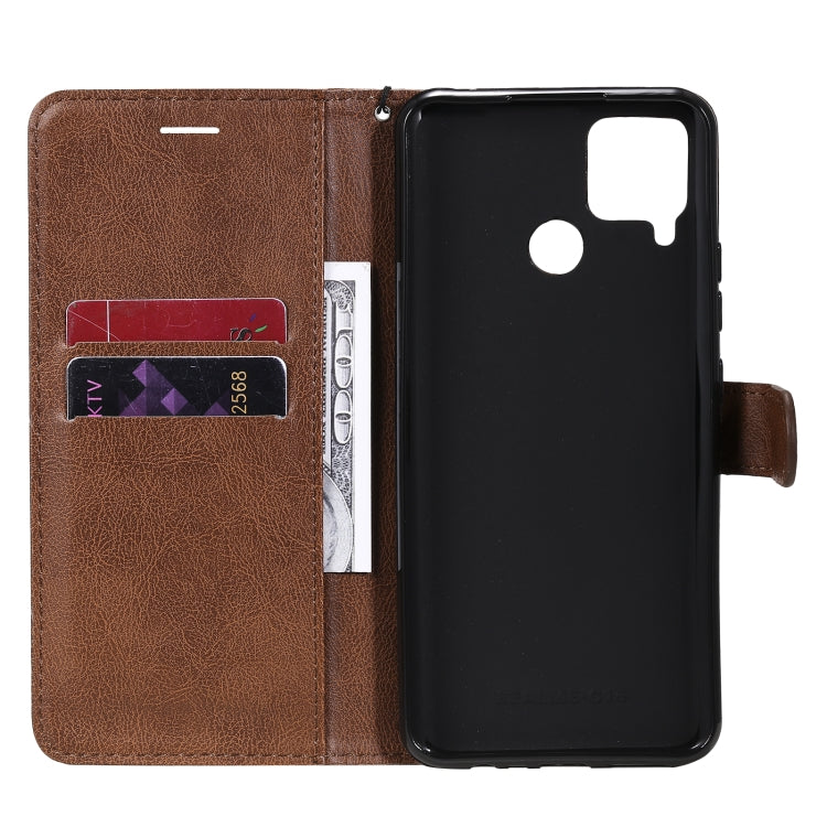 For OPPO Realme C15 Solid Color Horizontal Flip Protective Leather Case with Holder & Card Slots & Wallet & Photo Frame & Lanyard
