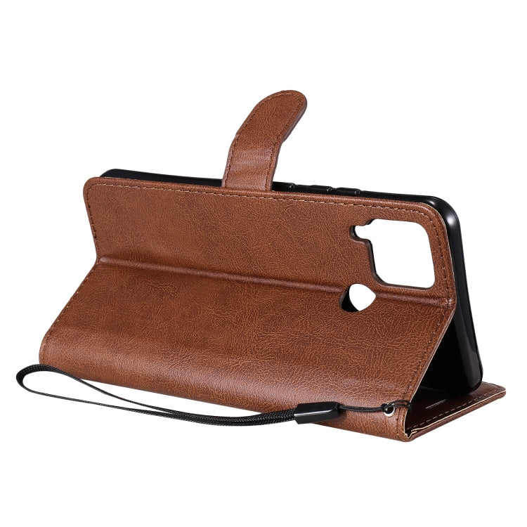 For OPPO Realme C15 Solid Color Horizontal Flip Protective Leather Case with Holder & Card Slots & Wallet & Photo Frame & Lanyard