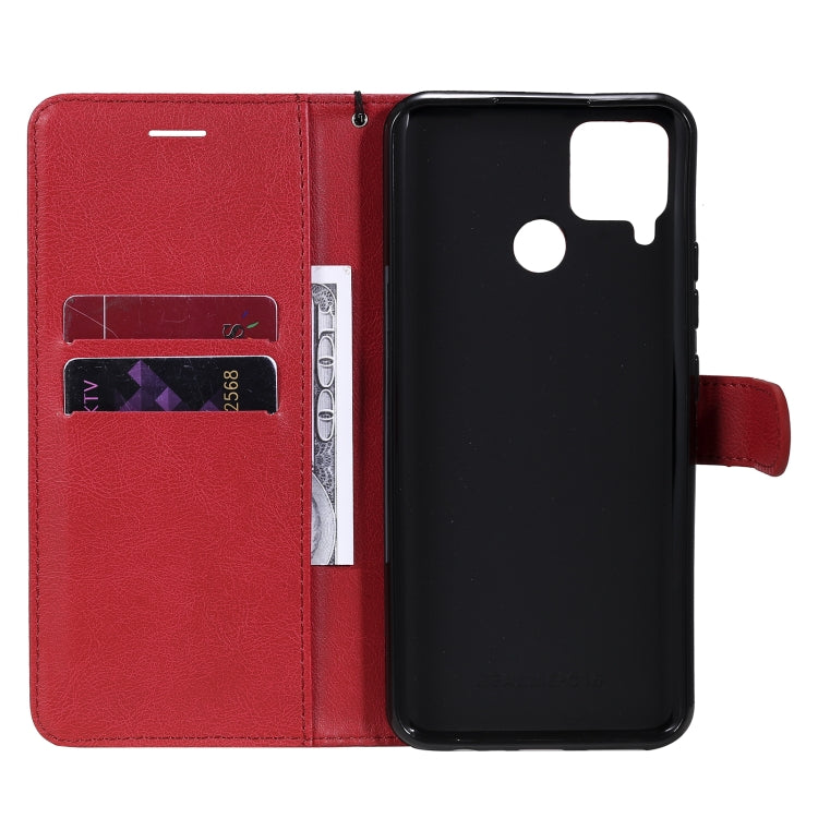 For OPPO Realme C15 Solid Color Horizontal Flip Protective Leather Case with Holder & Card Slots & Wallet & Photo Frame & Lanyard