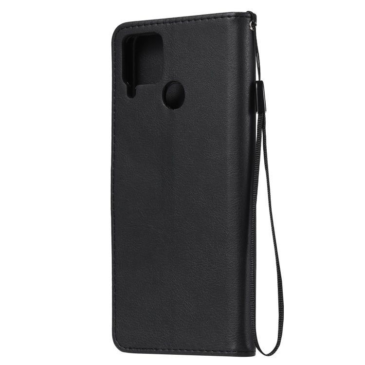 For OPPO Realme C15 Solid Color Horizontal Flip Protective Leather Case with Holder & Card Slots & Wallet & Photo Frame & Lanyard