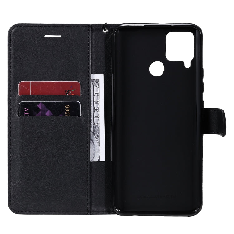 For OPPO Realme C15 Solid Color Horizontal Flip Protective Leather Case with Holder & Card Slots & Wallet & Photo Frame & Lanyard