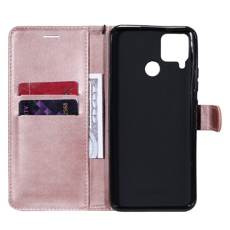 For OPPO Realme C15 Solid Color Horizontal Flip Protective Leather Case with Holder & Card Slots & Wallet & Photo Frame & Lanyard