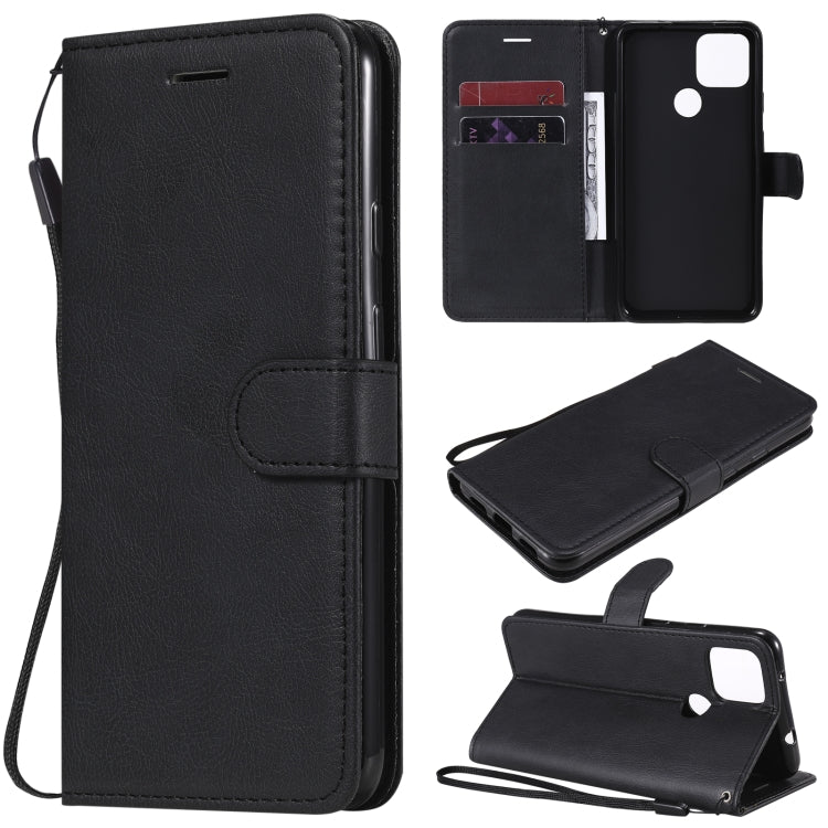 For Google Pixel 5 XL Solid Color Horizontal Flip Protective Leather Case with Holder & Card Slots & Wallet & Photo Frame & Lanyard