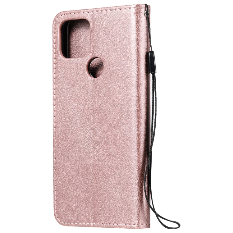 For Google Pixel 5 XL Solid Color Horizontal Flip Protective Leather Case with Holder & Card Slots & Wallet & Photo Frame & Lanyard