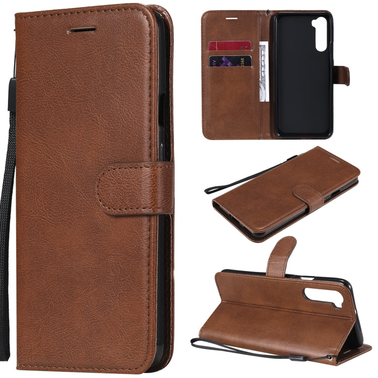 For OnePlus Nord Solid Color Horizontal Flip Protective Leather Case with Holder & Card Slots & Wallet & Photo Frame & Lanyard