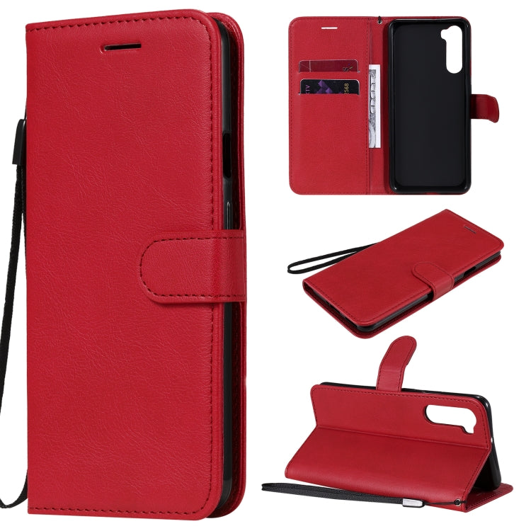 For OnePlus Nord Solid Color Horizontal Flip Protective Leather Case with Holder & Card Slots & Wallet & Photo Frame & Lanyard