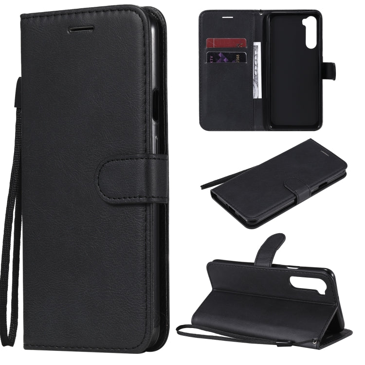 For OnePlus Nord Solid Color Horizontal Flip Protective Leather Case with Holder & Card Slots & Wallet & Photo Frame & Lanyard