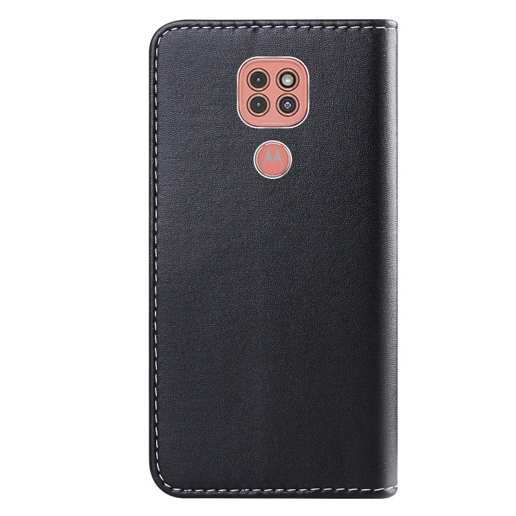 For Motorola Moto G9 Play Tricolor Stitching Horizontal Flip TPU + PU Leather Case with Holder & Card Slots & Wallet