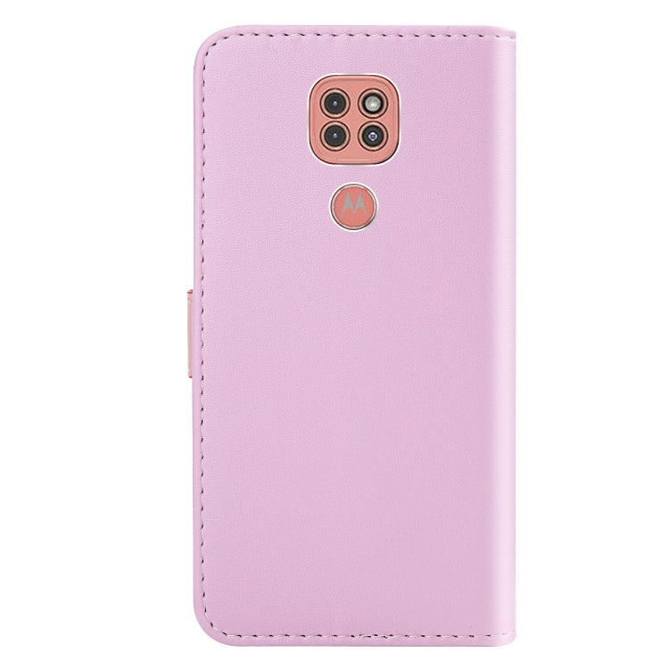 For Motorola Moto G9 Play Tricolor Stitching Horizontal Flip TPU + PU Leather Case with Holder & Card Slots & Wallet