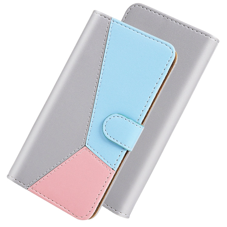 For Motorola Moto G9 Plus Tricolor Stitching Horizontal Flip TPU + PU Leather Case with Holder & Card Slots & Wallet