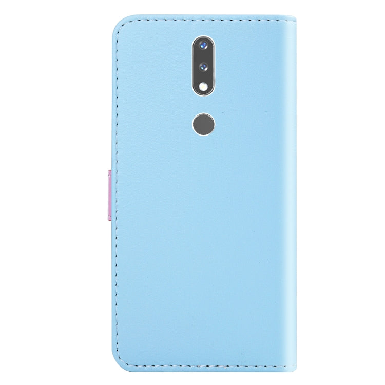 For Nokia 2.4 Tricolor Stitching Horizontal Flip TPU + PU Leather Case with Holder & Card Slots & Wallet