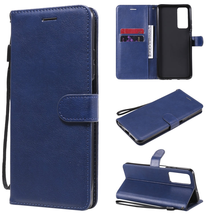 For Huawei Honor Play4 Solid Color Horizontal Flip Protective Leather Case with Holder & Card Slots & Wallet & Photo Frame & Lanyard