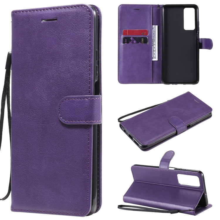 For Huawei Honor Play4 Solid Color Horizontal Flip Protective Leather Case with Holder & Card Slots & Wallet & Photo Frame & Lanyard