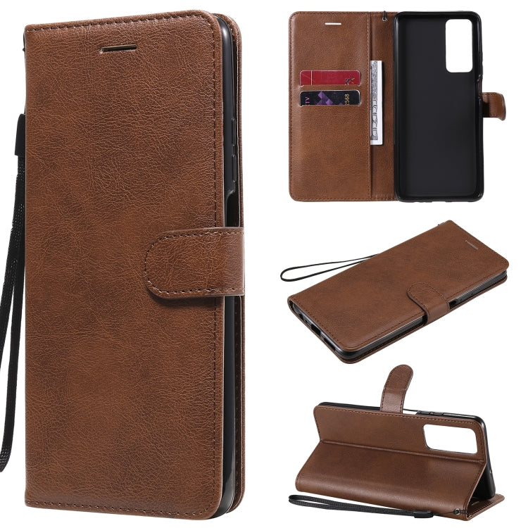 For Huawei Honor Play4 Solid Color Horizontal Flip Protective Leather Case with Holder & Card Slots & Wallet & Photo Frame & Lanyard