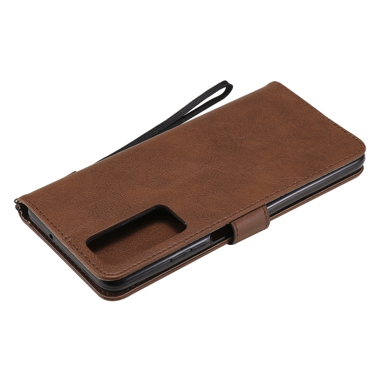 For Huawei Honor Play4 Solid Color Horizontal Flip Protective Leather Case with Holder & Card Slots & Wallet & Photo Frame & Lanyard