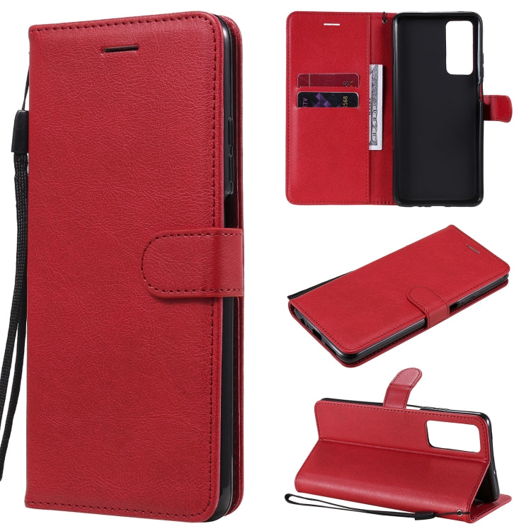 For Huawei Honor Play4 Solid Color Horizontal Flip Protective Leather Case with Holder & Card Slots & Wallet & Photo Frame & Lanyard