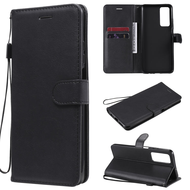 For Huawei Honor Play4 Solid Color Horizontal Flip Protective Leather Case with Holder & Card Slots & Wallet & Photo Frame & Lanyard