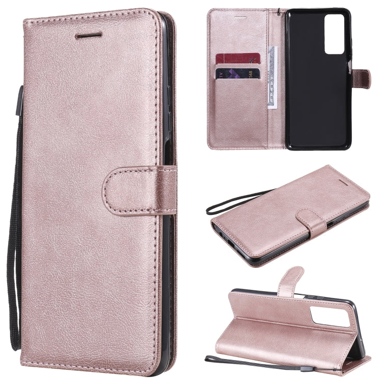 For Huawei Honor Play4 Solid Color Horizontal Flip Protective Leather Case with Holder & Card Slots & Wallet & Photo Frame & Lanyard