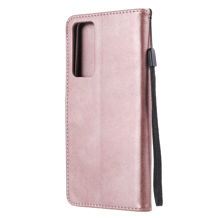 For Huawei Honor Play4 Solid Color Horizontal Flip Protective Leather Case with Holder & Card Slots & Wallet & Photo Frame & Lanyard