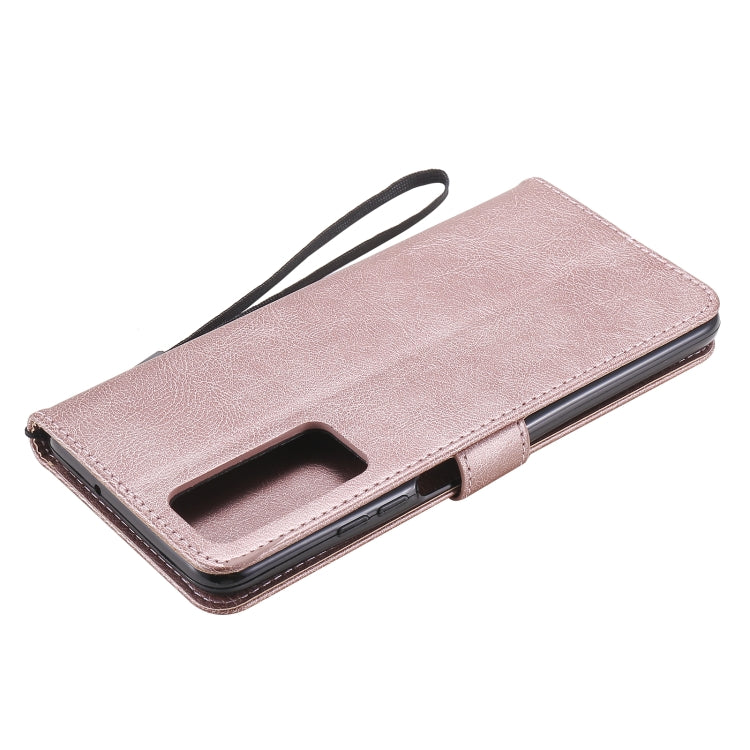 For Huawei Honor Play4 Solid Color Horizontal Flip Protective Leather Case with Holder & Card Slots & Wallet & Photo Frame & Lanyard