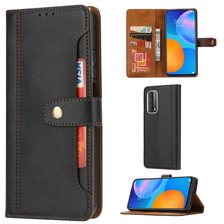 For Huawei P smart 2021 Calf Texture Double Fold Clasp Horizontal Flip Leather Case with Photo Frame & Holder & Card Slots & Wallet