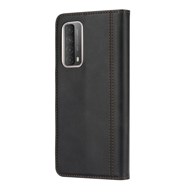 For Huawei P smart 2021 Calf Texture Double Fold Clasp Horizontal Flip Leather Case with Photo Frame & Holder & Card Slots & Wallet