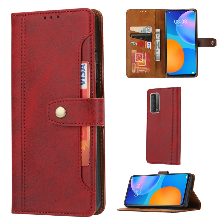 For Huawei P smart 2021 Calf Texture Double Fold Clasp Horizontal Flip Leather Case with Photo Frame & Holder & Card Slots & Wallet