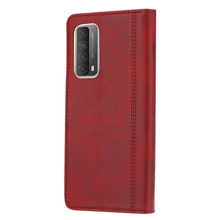 For Huawei P smart 2021 Calf Texture Double Fold Clasp Horizontal Flip Leather Case with Photo Frame & Holder & Card Slots & Wallet