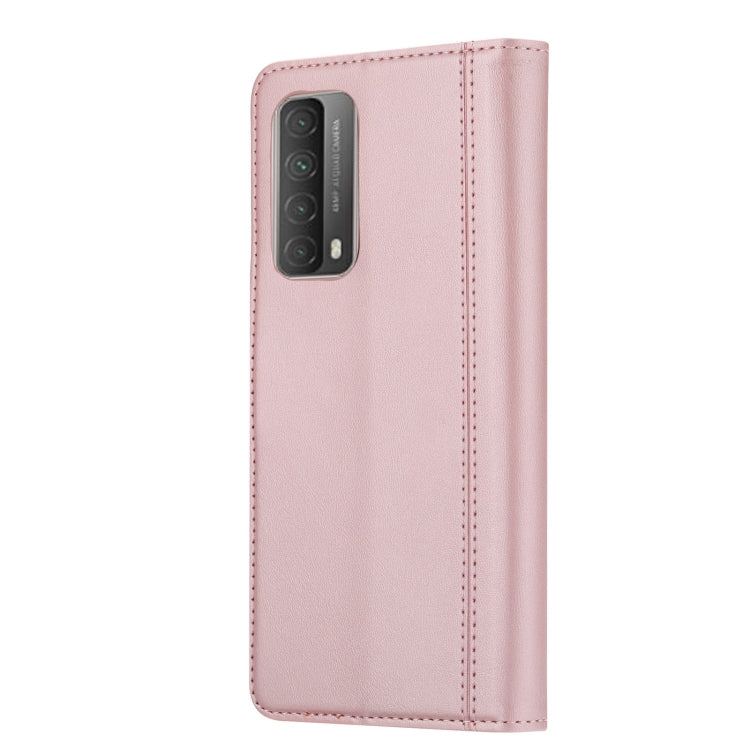 For Huawei P smart 2021 Calf Texture Double Fold Clasp Horizontal Flip Leather Case with Photo Frame & Holder & Card Slots & Wallet