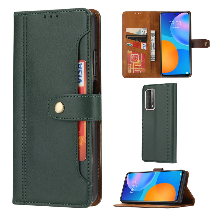 For Huawei P smart 2021 Calf Texture Double Fold Clasp Horizontal Flip Leather Case with Photo Frame & Holder & Card Slots & Wallet
