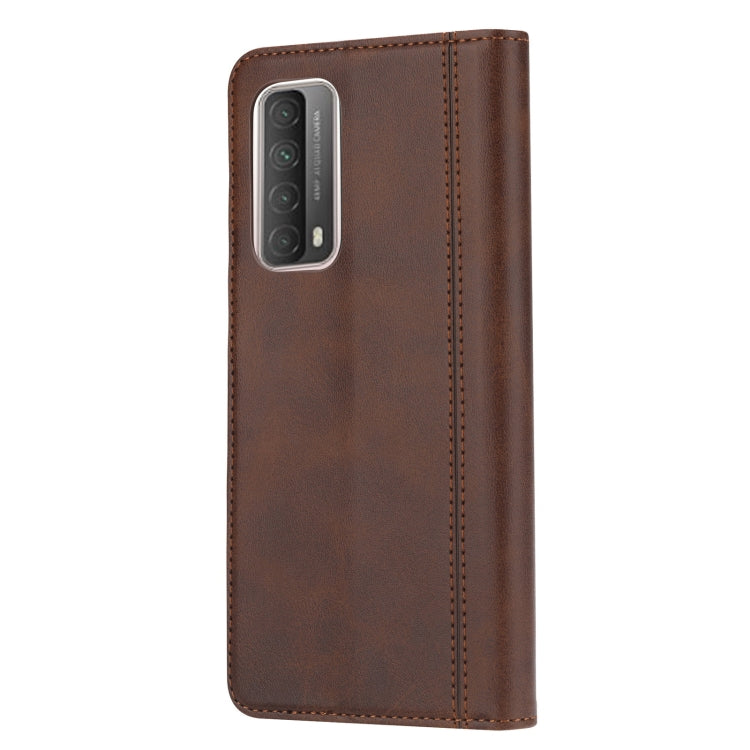 For Huawei P smart 2021 Calf Texture Double Fold Clasp Horizontal Flip Leather Case with Photo Frame & Holder & Card Slots & Wallet