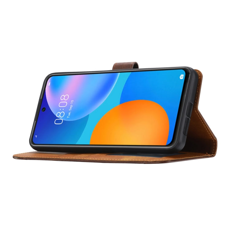 For Huawei P smart 2021 Calf Texture Double Fold Clasp Horizontal Flip Leather Case with Photo Frame & Holder & Card Slots & Wallet
