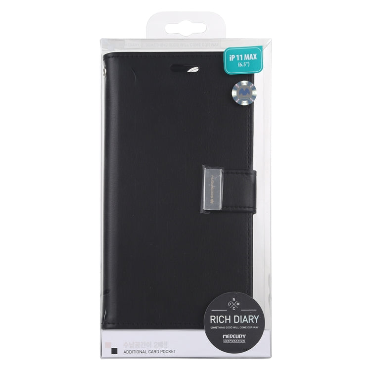 For iPhone 11 Pro Max MERCURY GOOSPERY RICH DIARY Crazy Horse Texture Horizontal Flip Leather Case  with Holder & Card Slots & Wallet
