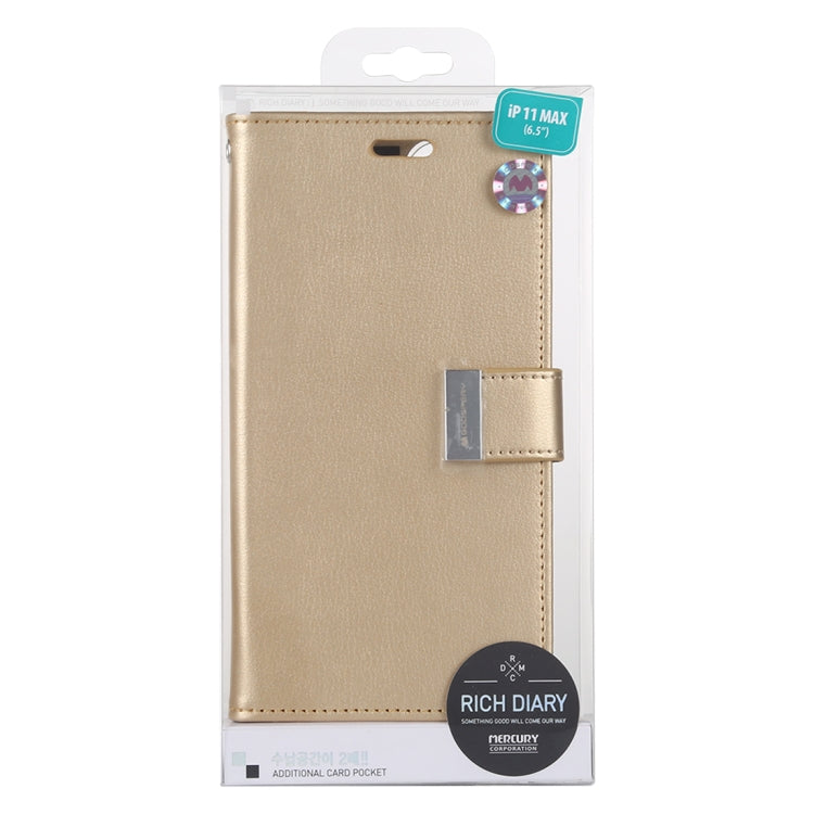For iPhone 11 Pro Max MERCURY GOOSPERY RICH DIARY Crazy Horse Texture Horizontal Flip Leather Case  with Holder & Card Slots & Wallet