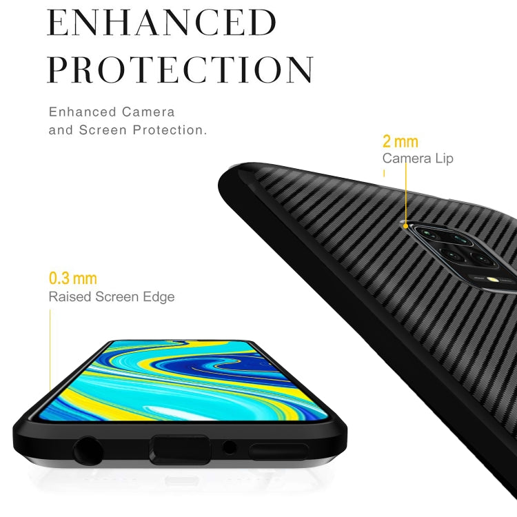 For Xiaomi Redmi Note 9S / 9 Pro / 9 Pro Max Carbon Fiber Texture Shockproof TPU Protective Case