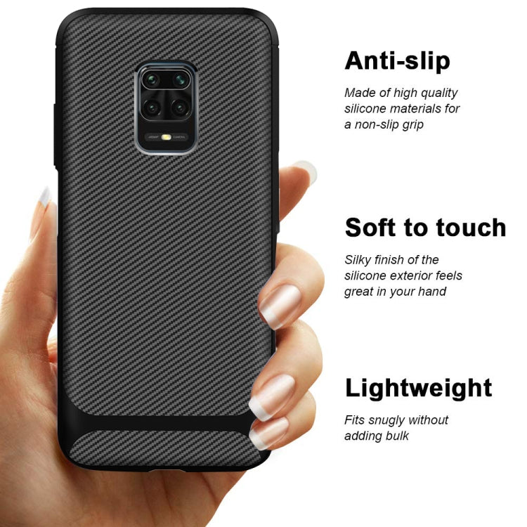 For Xiaomi Redmi Note 9S / 9 Pro / 9 Pro Max Carbon Fiber Texture Shockproof TPU Protective Case