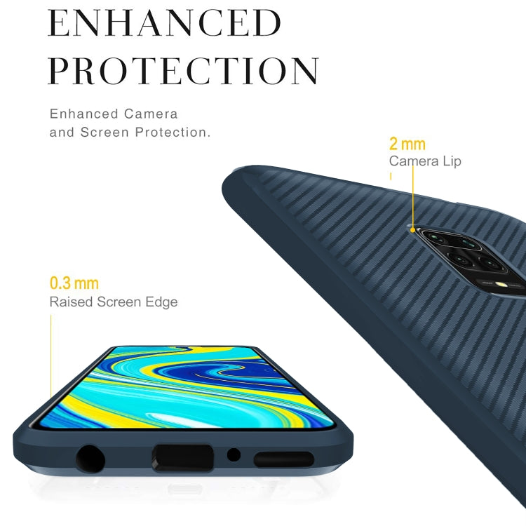 For Xiaomi Redmi Note 9S / 9 Pro / 9 Pro Max Carbon Fiber Texture Shockproof TPU Protective Case