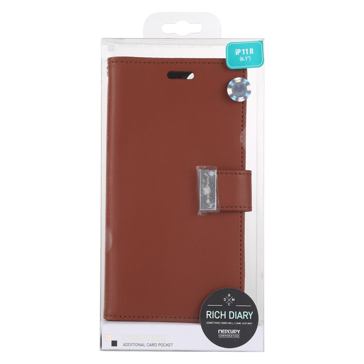 For iPhone 11 MERCURY GOOSPERY RICH DIARY Crazy Horse Texture Horizontal Flip Leather Case  with Holder & Card Slots & Wallet