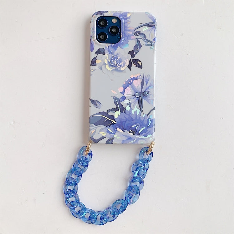 For iPhone 11 Pro Laser Flower Pattern TPU Protective Case with Chain Strap