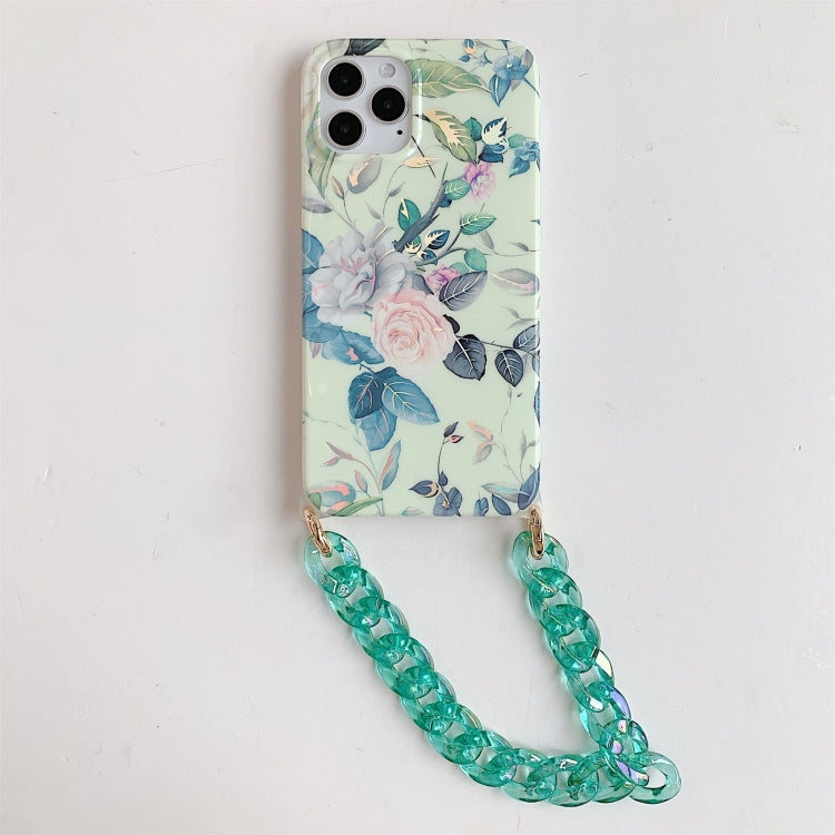 For iPhone 12 mini Laser Flower Pattern TPU Protective Case with Chain Strap