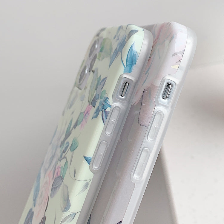 For iPhone 12 / 12 Pro Laser Flower Pattern TPU Protective Case with Chain Strap
