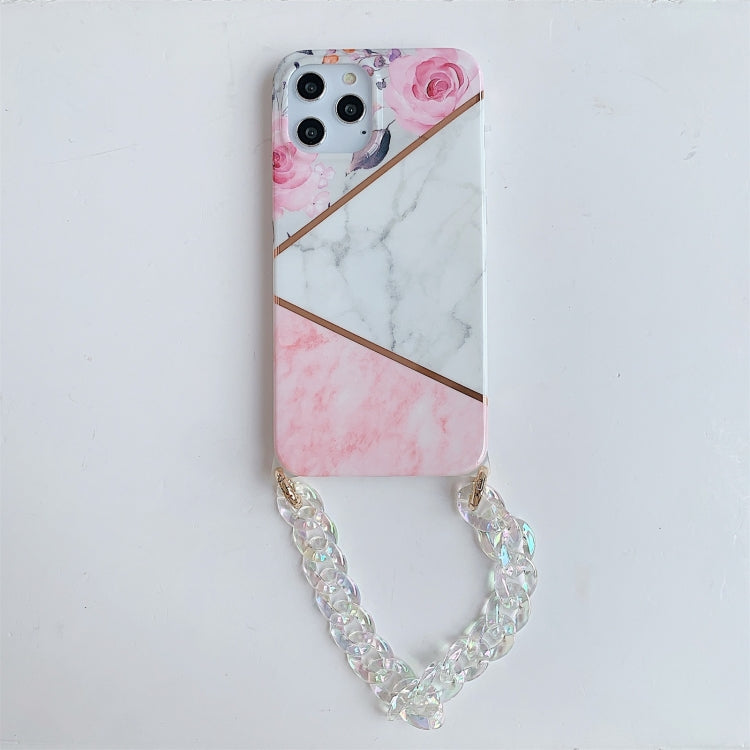 For iPhone 12 mini Splicing Flower Eight Characters Pattern TPU Protective Case with Chain Strap